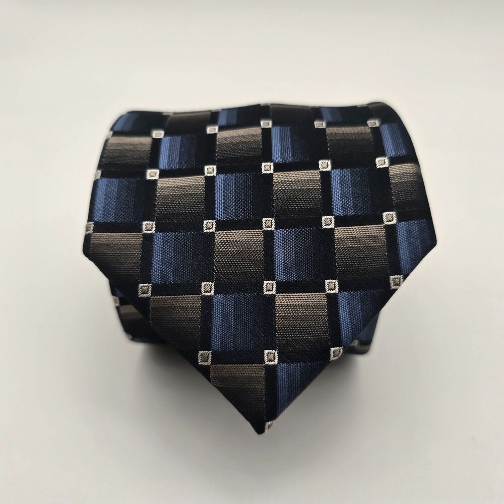 NWT Pronto Uomo Blue and Taupe Silk Tie 3.25x64